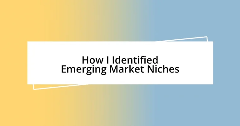 How I Identified Emerging Market Niches