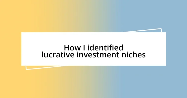 How I identified lucrative investment niches