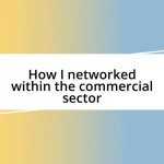 How I networked within the commercial sector