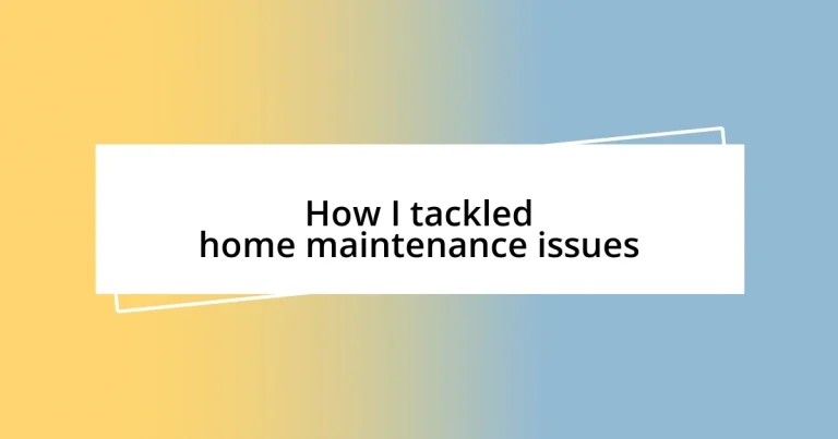 How I tackled home maintenance issues