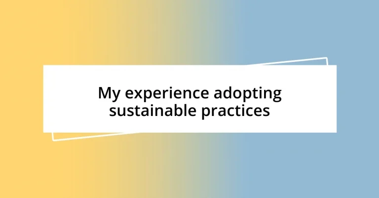 My experience adopting sustainable practices