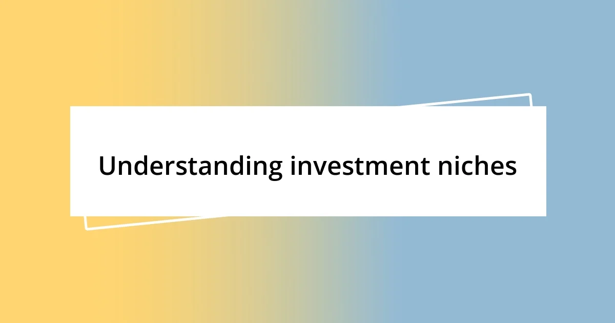 Understanding investment niches