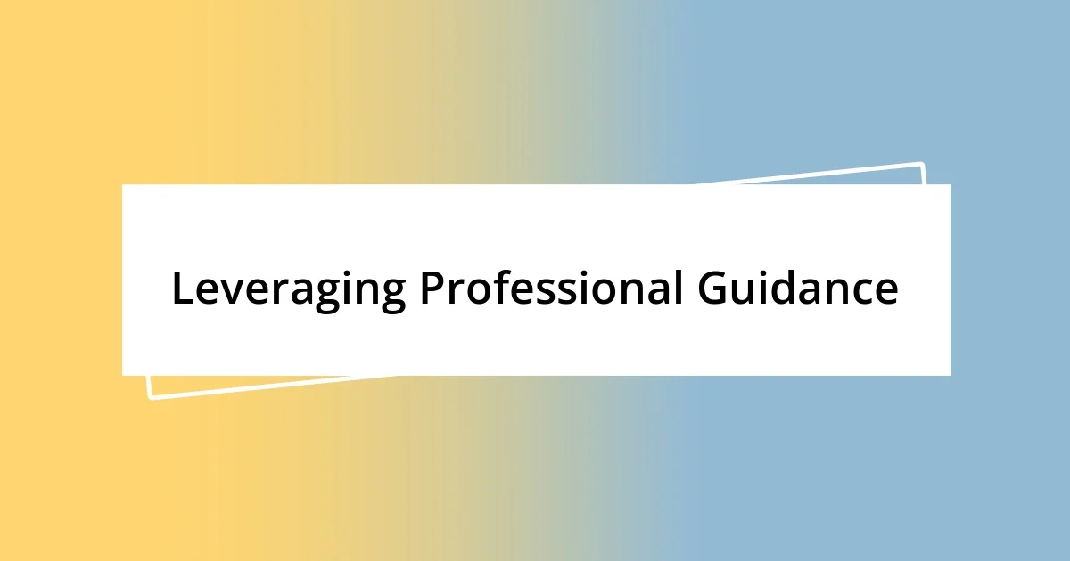 Leveraging Professional Guidance