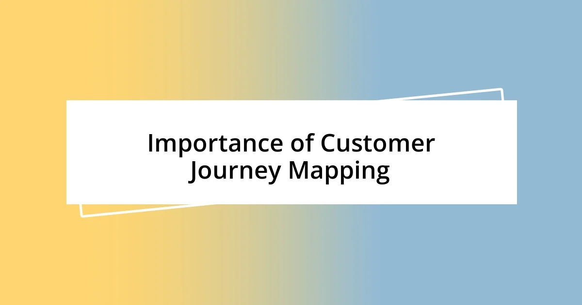 Importance of Customer Journey Mapping