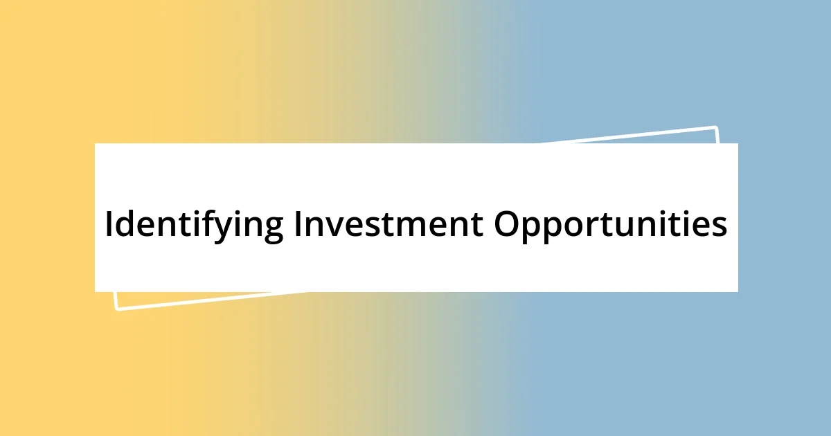 Identifying Investment Opportunities