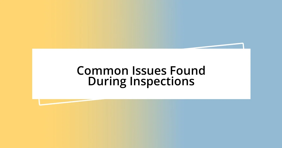 Common Issues Found During Inspections